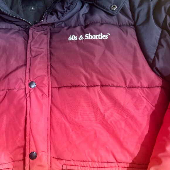 40s & Shorties Men's Rainbow Ombre Puffer Jacket, size large - Picture 3 of 7